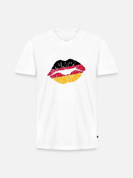 Kiss (Germany, Netherlands) - Men's Premium Organic T-shirt with V-neck - white