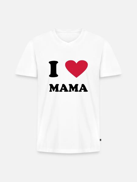 I love Mama - Männer Premium Bio T-Shirt mit V-Ausschnitt - Weiß