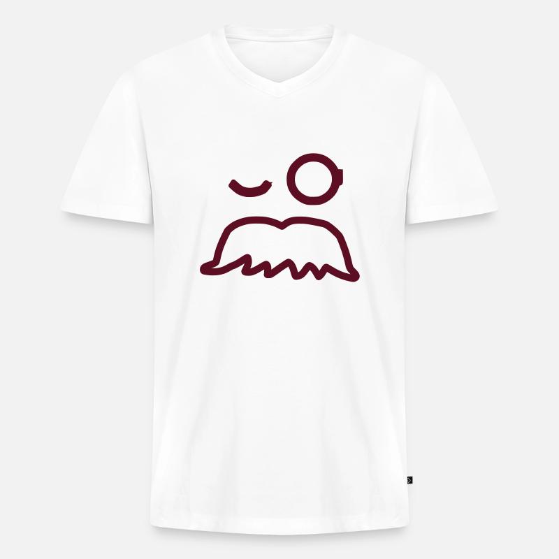 Moustache - by www.CodeShirt24.de - Männer Premium Bio T-Shirt mit V-Ausschnitt - Weiß