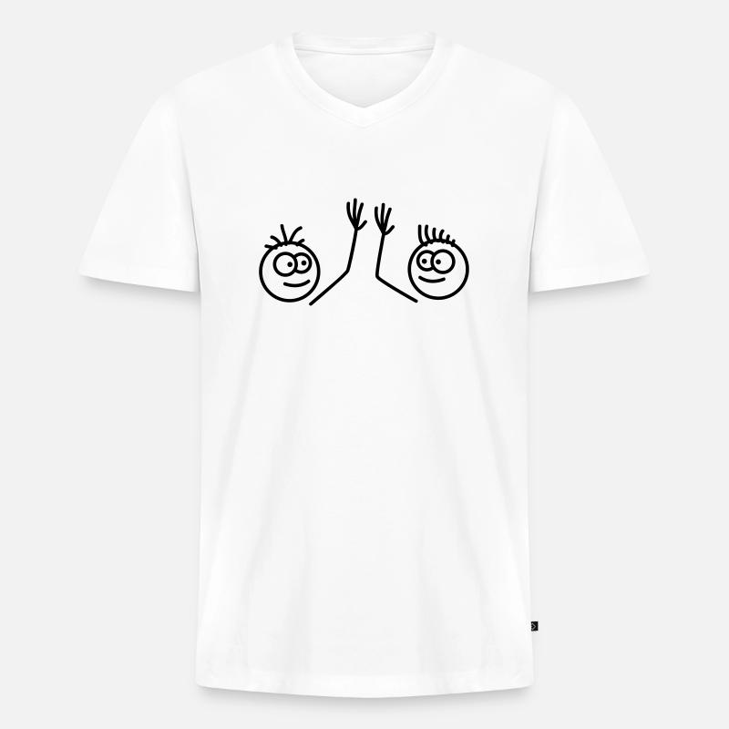 Bros - Männer Premium Bio T-Shirt mit V-Ausschnitt - Weiß