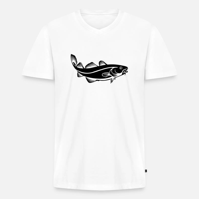 Dorsch - Männer Premium Bio T-Shirt mit V-Ausschnitt - Weiß