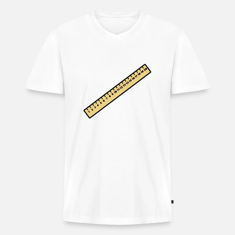 Lineal - Männer Premium Bio T-Shirt mit V-Ausschnitt - Weiß