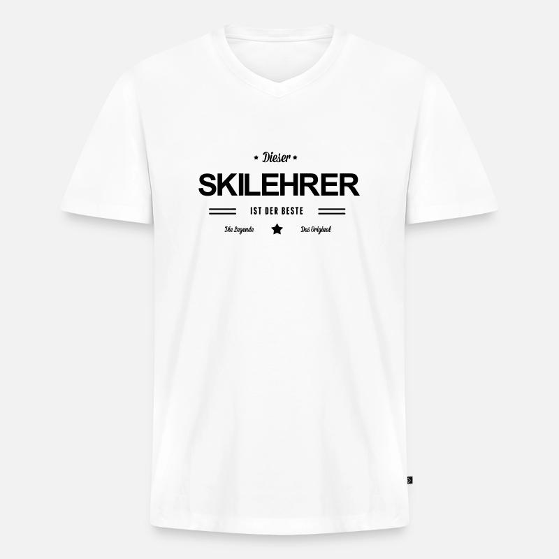 Bester Skilehrer - Männer Premium Bio T-Shirt mit V-Ausschnitt - Weiß