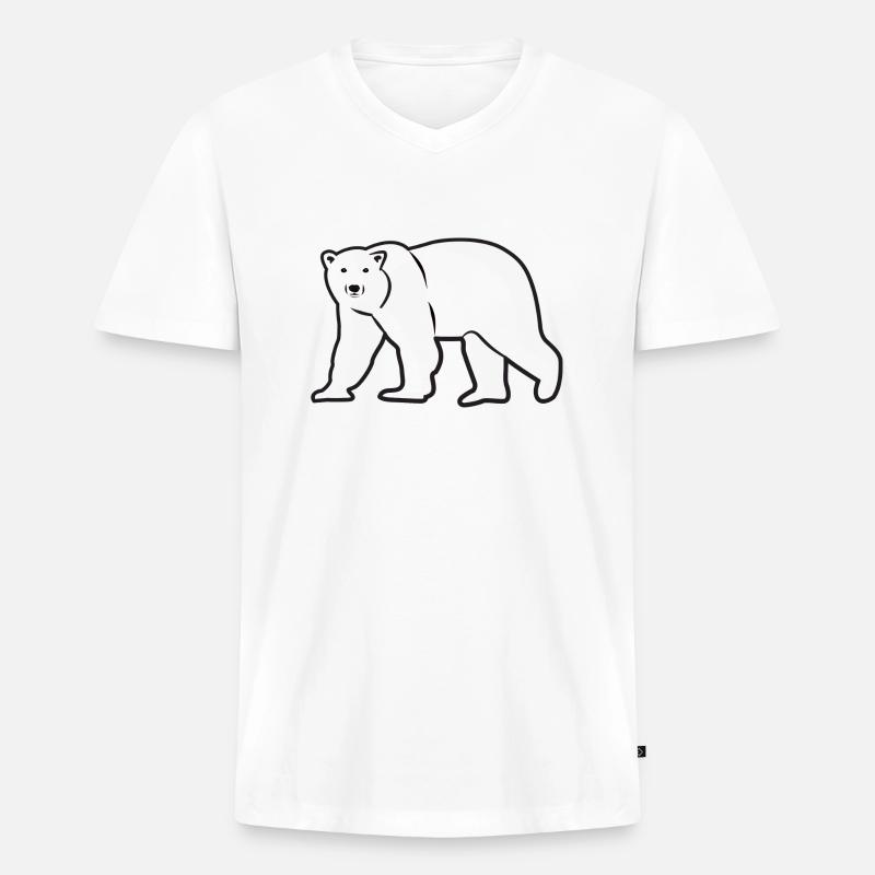 Eisbär - Männer Premium Bio T-Shirt mit V-Ausschnitt - Weiß