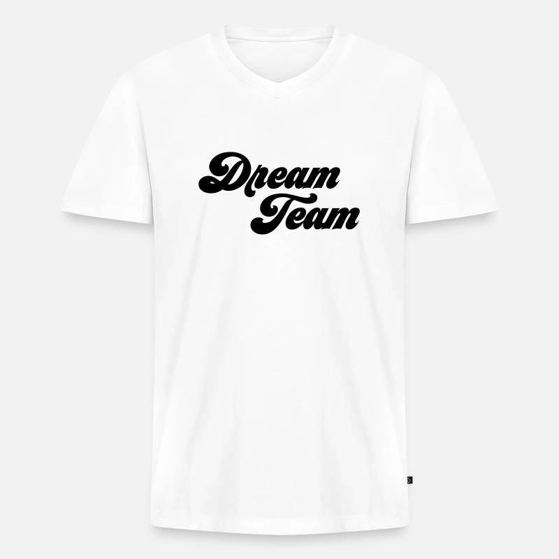 Dream Team - Männer Premium Bio T-Shirt mit V-Ausschnitt - Weiß