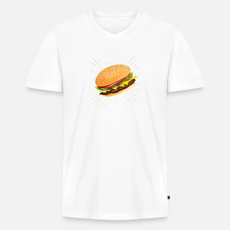 Cheeseburger - Männer Premium Bio T-Shirt mit V-Ausschnitt - Weiß