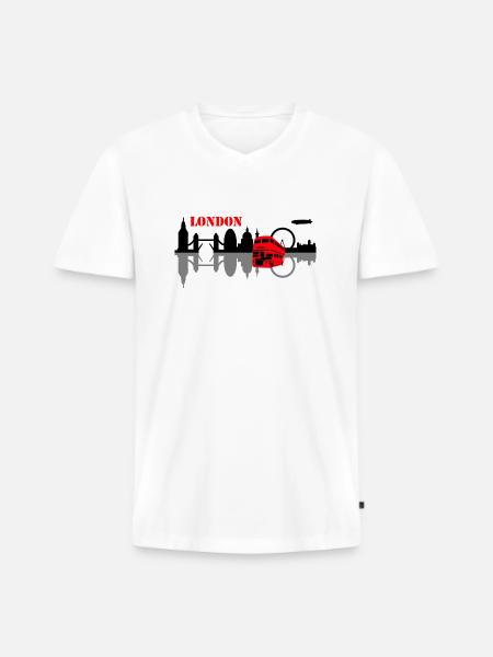 london skyline - Men's Premium Organic T-shirt with V-neck - white