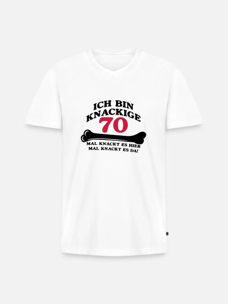 Birthday - I'm 70 Crunchy - Men's Premium Organic T-shirt with V-neck - white