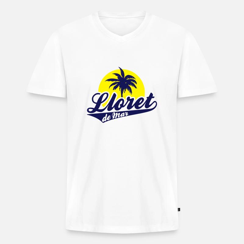 Lloret de Mar - Männer Premium Bio T-Shirt mit V-Ausschnitt - Weiß