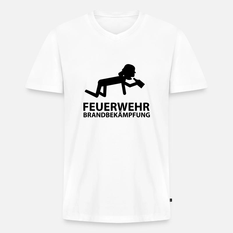 feuerwehr brandbekämpfung - Männer Premium Bio T-Shirt mit V-Ausschnitt - Weiß