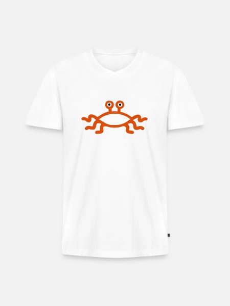 Fliegendes Spaghettimonster - Männer Premium Bio T-Shirt mit V-Ausschnitt - Weiß