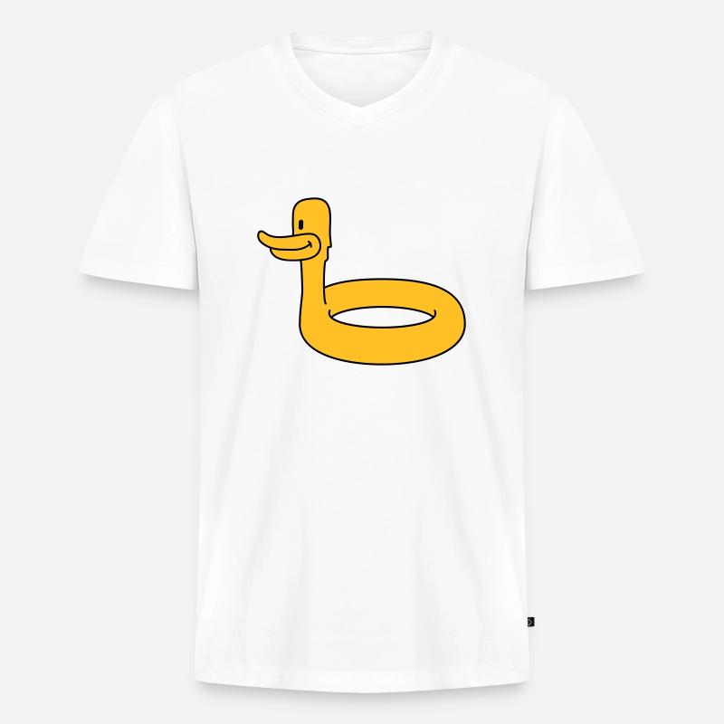 Duck Swimming Ring - Männer Premium Bio T-Shirt mit V-Ausschnitt - Weiß