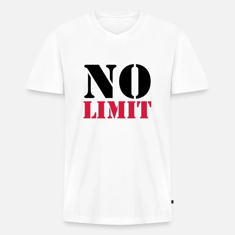 No Limit - Männer Premium Bio T-Shirt mit V-Ausschnitt - Weiß