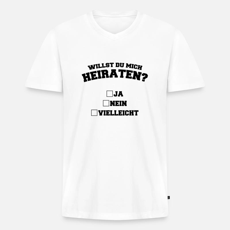 willst_du_mich_heiraten_1 - Männer Premium Bio T-Shirt mit V-Ausschnitt - Weiß