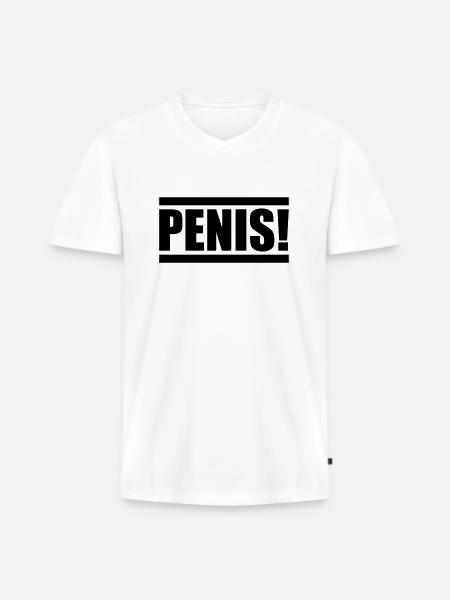 penis design - Männer Premium Bio T-Shirt mit V-Ausschnitt - Weiß