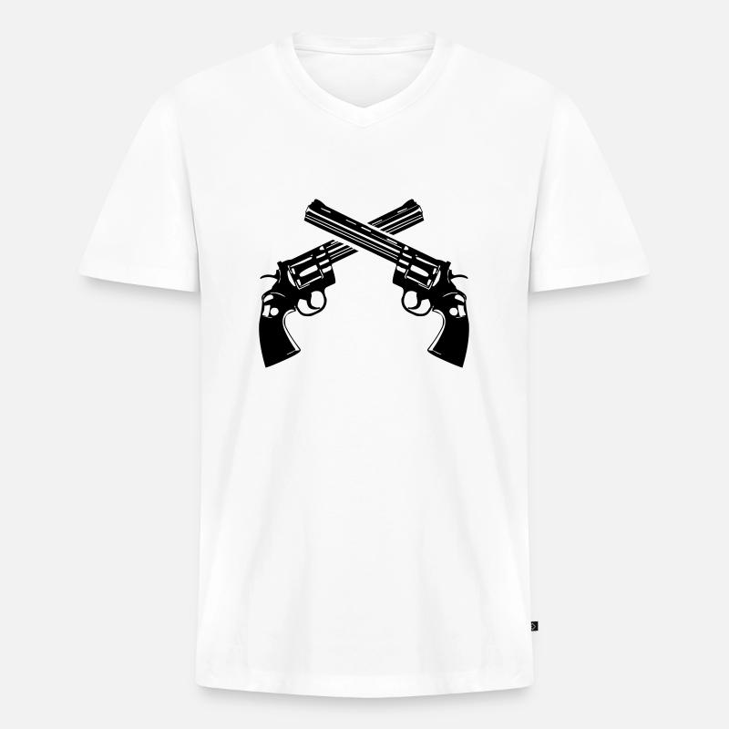 waffen - Männer Premium Bio T-Shirt mit V-Ausschnitt - Weiß