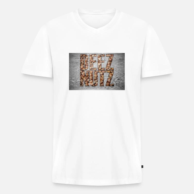 Deez Nutz Graffiti - Männer Premium Bio T-Shirt mit V-Ausschnitt - Weiß