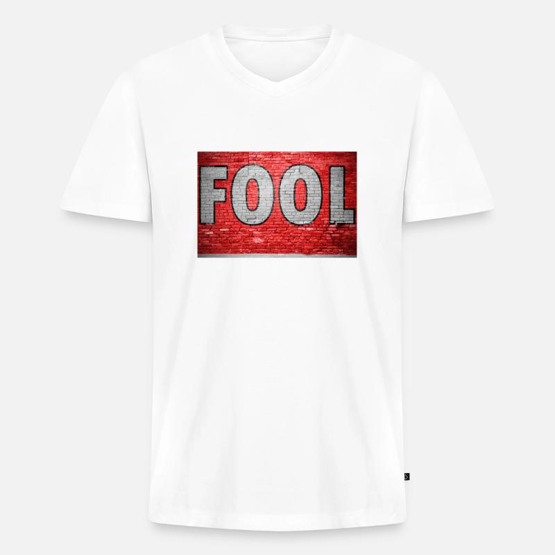 Fool Graffiti - Männer Premium Bio T-Shirt mit V-Ausschnitt - Weiß