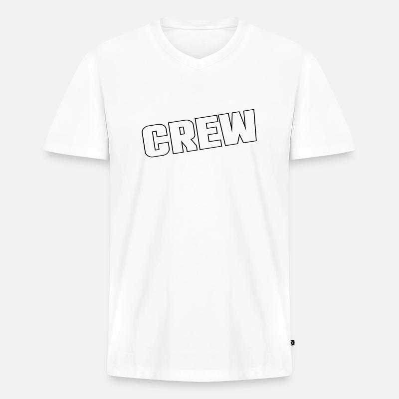 Crew - Männer Premium Bio T-Shirt mit V-Ausschnitt - Weiß