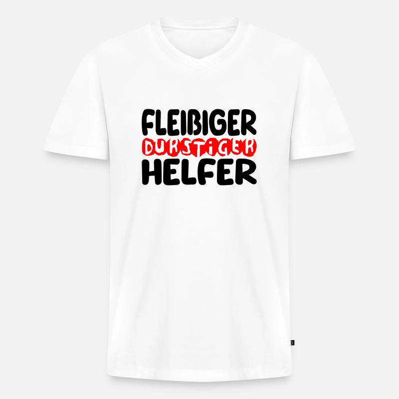 fleißiger durstiger helfer - Männer Premium Bio T-Shirt mit V-Ausschnitt - Weiß