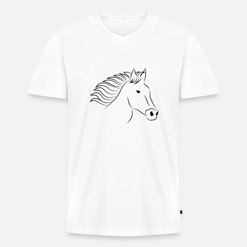 Pferd Pferdekopf schwarz - Männer Premium Bio T-Shirt mit V-Ausschnitt - Weiß