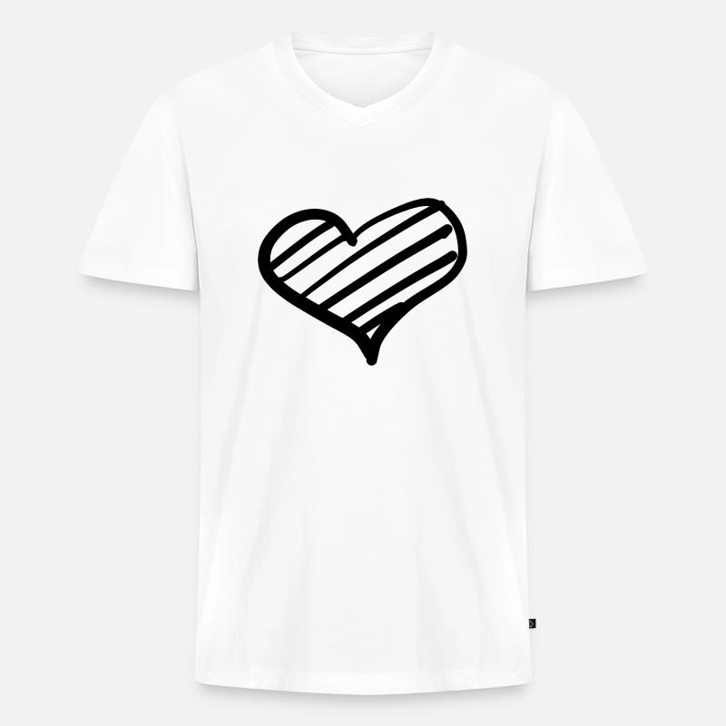 Hearts 1 - Männer Premium Bio T-Shirt mit V-Ausschnitt - Weiß