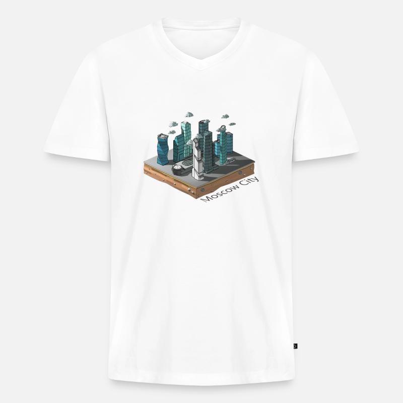Geometrisches Low-Poly - Männer Premium Bio T-Shirt mit V-Ausschnitt - Weiß