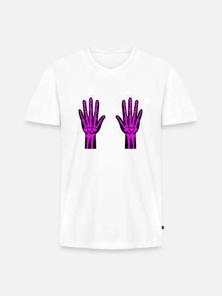 Skeleton Hands 02 - Men's Premium Organic T-shirt with V-neck - white