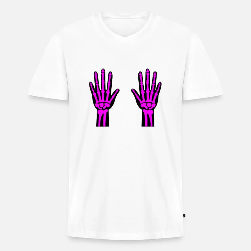 skelett hände 02 - Männer Premium Bio T-Shirt mit V-Ausschnitt - Weiß