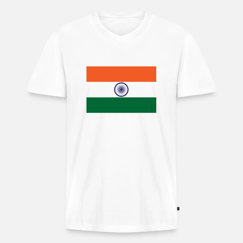 Inde - T-shirt encolure en V Premium bio Homme - blanc