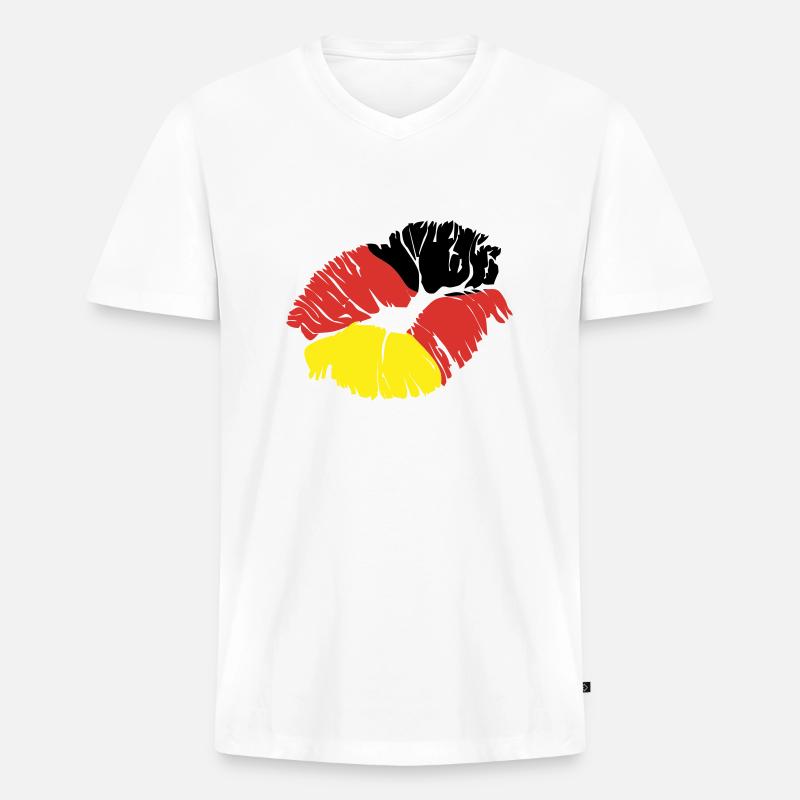 kuss deutschland - Männer Premium Bio T-Shirt mit V-Ausschnitt - Weiß