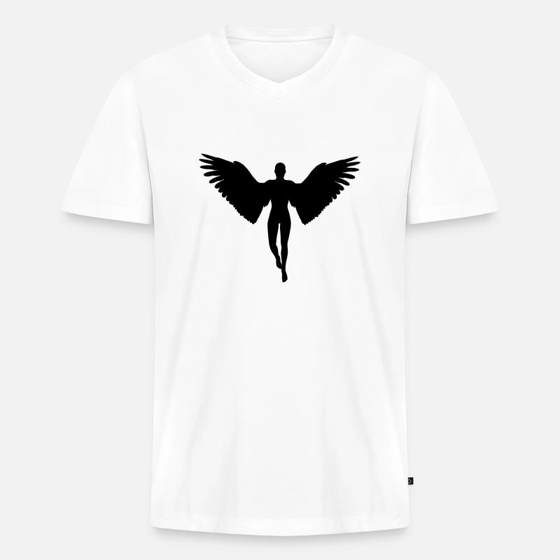 Engel schwarz - Männer Premium Bio T-Shirt mit V-Ausschnitt - Weiß