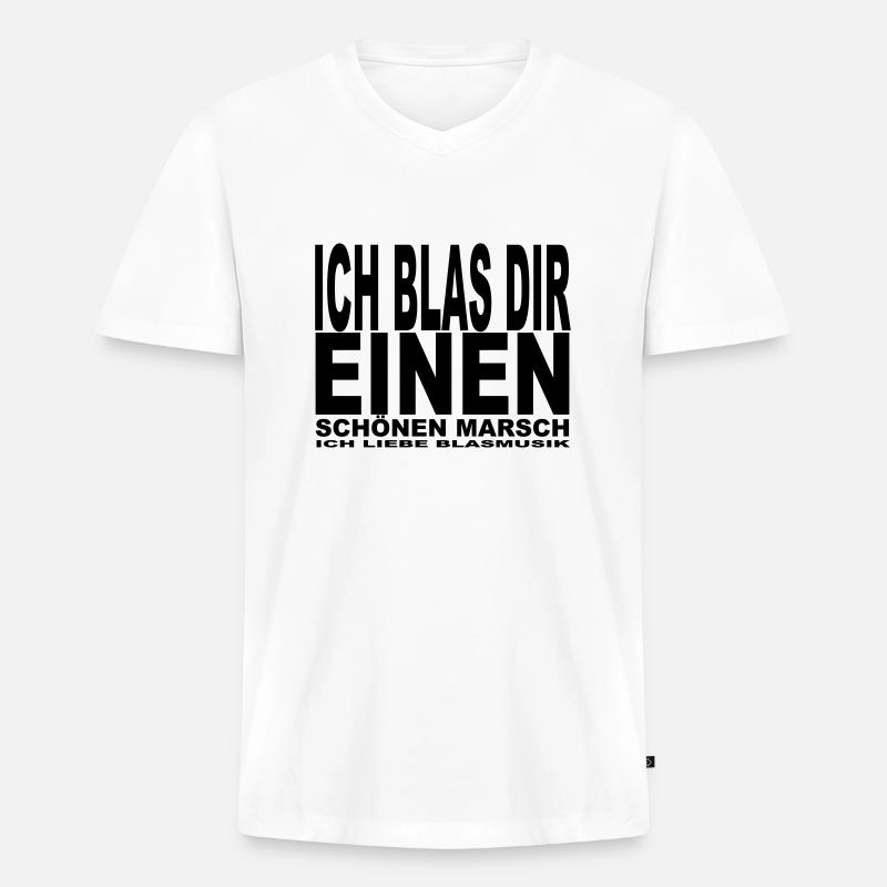 Ich blas dir einen - Männer Premium Bio T-Shirt mit V-Ausschnitt - Weiß