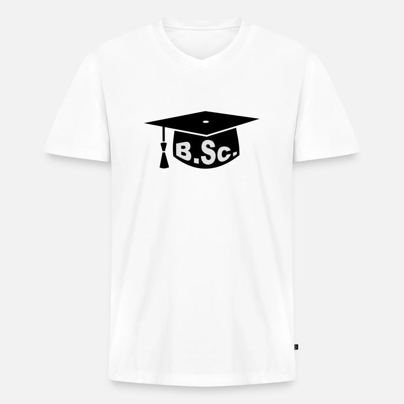 Doktorhut - Bachelor - Männer Premium Bio T-Shirt mit V-Ausschnitt - Weiß