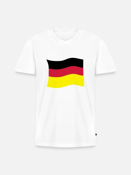 deutschlandfahne - Männer Premium Bio T-Shirt mit V-Ausschnitt - Weiß