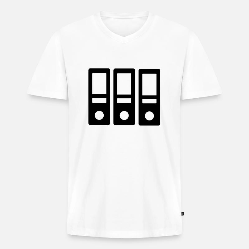 Ordner - Männer Premium Bio T-Shirt mit V-Ausschnitt - Weiß