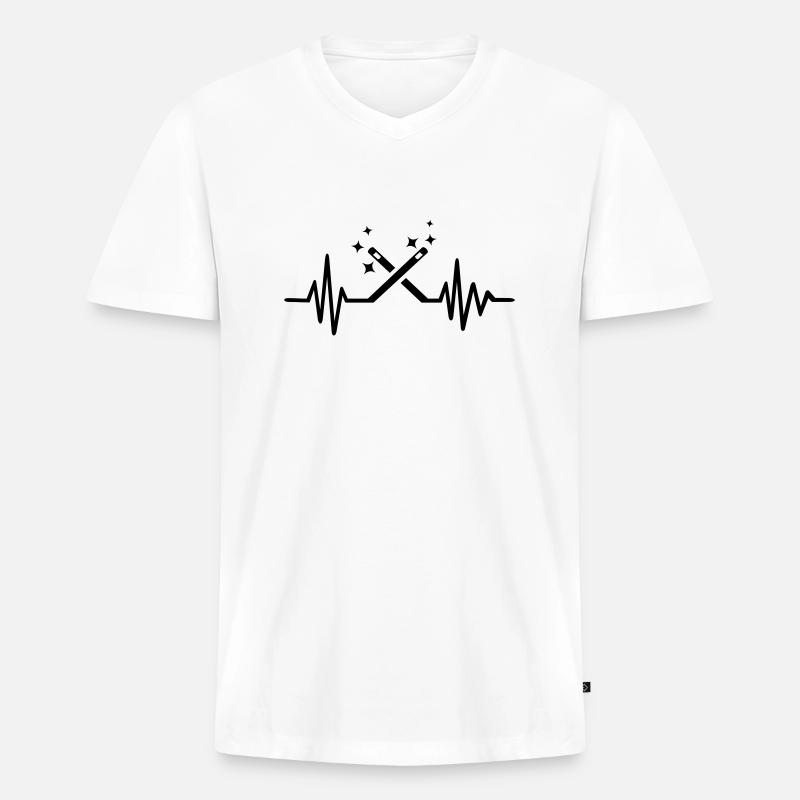 Zauberer - Männer Premium Bio T-Shirt mit V-Ausschnitt - Weiß