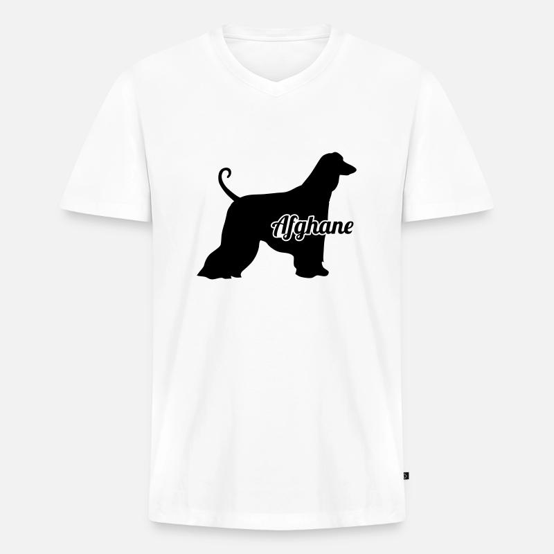Afghanischer Windhund - Männer Premium Bio T-Shirt mit V-Ausschnitt - Weiß
