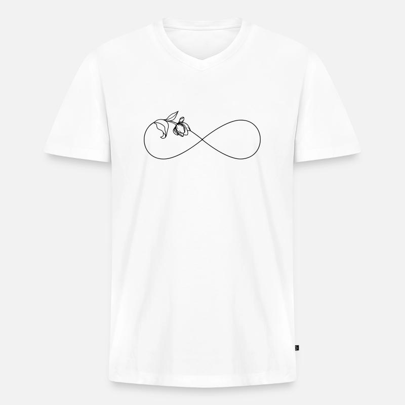 Schlichtes Unendlichkeitssymbol Infinity mit Blume - Männer Premium Bio T-Shirt mit V-Ausschnitt - Weiß
