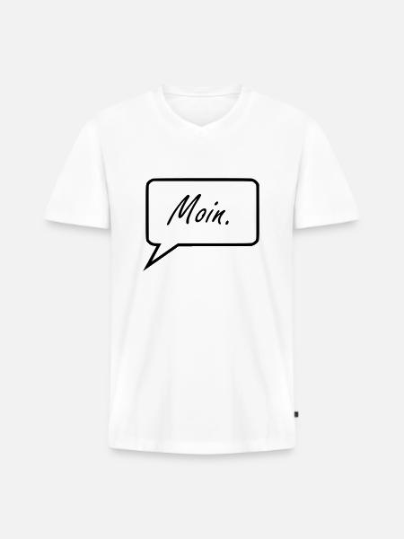 Moin - Männer Premium Bio T-Shirt mit V-Ausschnitt - Weiß