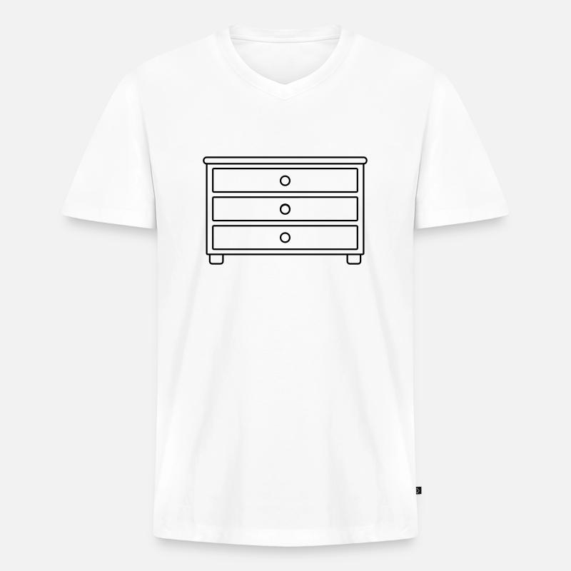 Möbelstück Schubladen Kommode Design - Männer Premium Bio T-Shirt mit V-Ausschnitt - Weiß