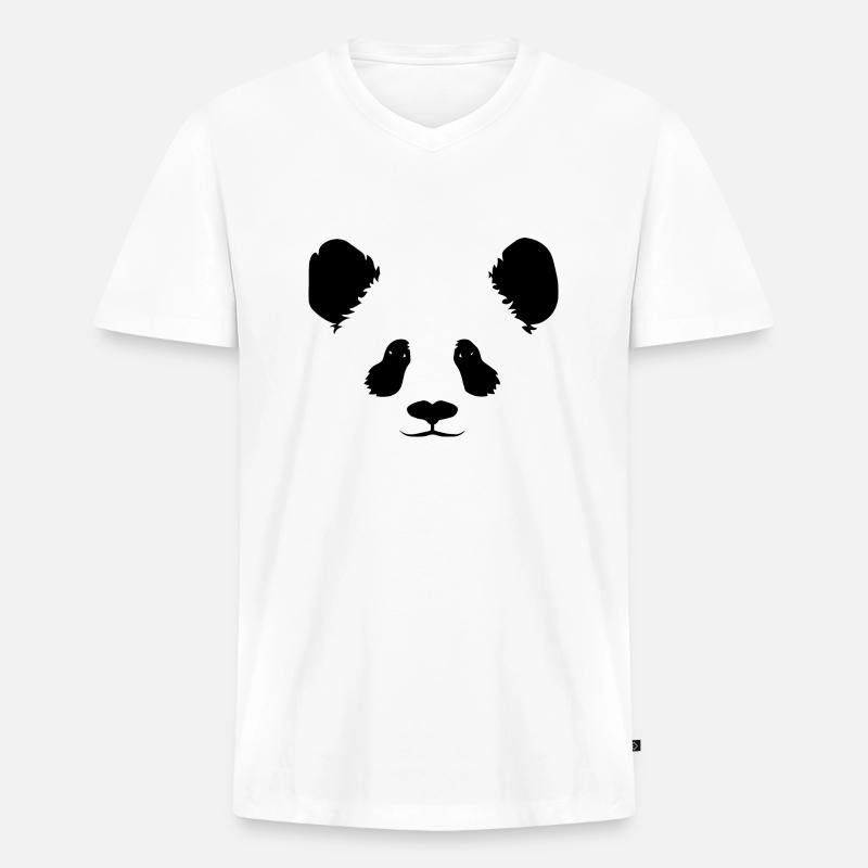 Panda Gesicht - Männer Premium Bio T-Shirt mit V-Ausschnitt - Weiß