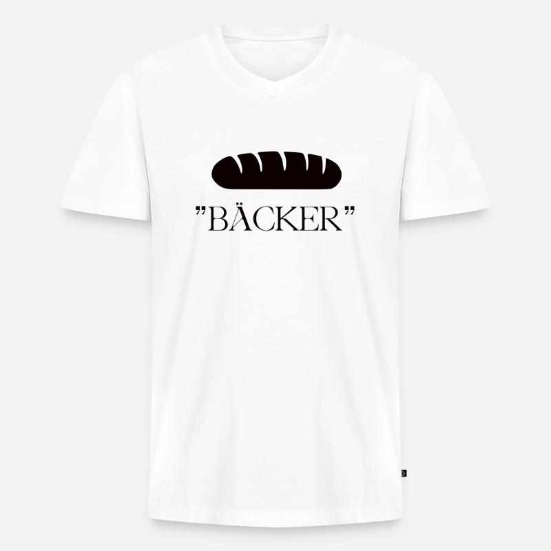BASIC BÄCKER - Männer Premium Bio T-Shirt mit V-Ausschnitt - Weiß