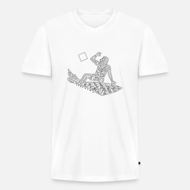 Surfer Maze (schwarze Version) - Männer Premium Bio T-Shirt mit V-Ausschnitt - Weiß