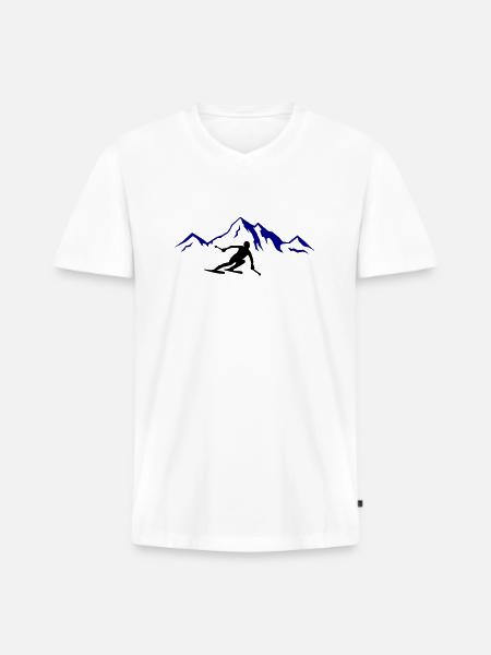 Ski Mountains 02 - Men's Premium Organic T-shirt with V-neck - white