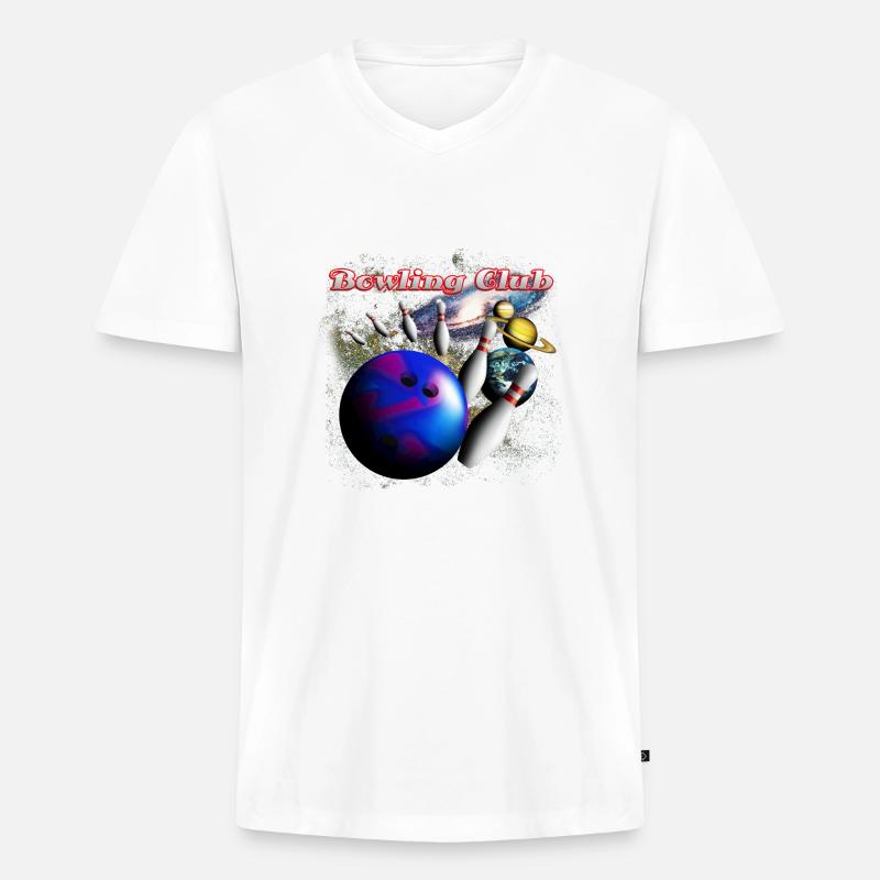 bowling_space_a - Männer Premium Bio T-Shirt mit V-Ausschnitt - Weiß
