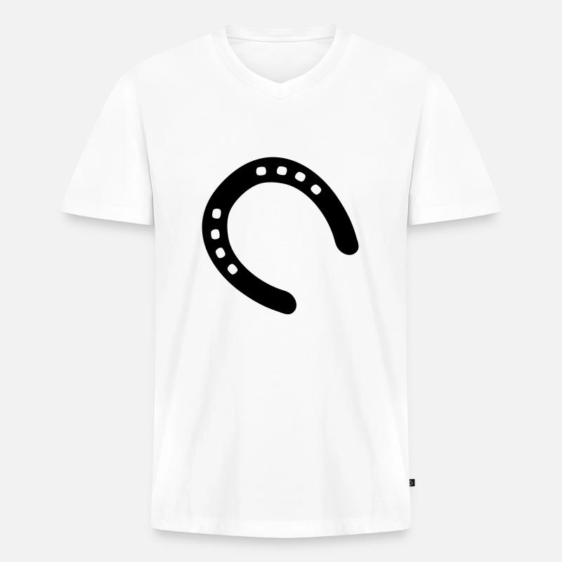 Pferd hufeisen - Männer Premium Bio T-Shirt mit V-Ausschnitt - Weiß