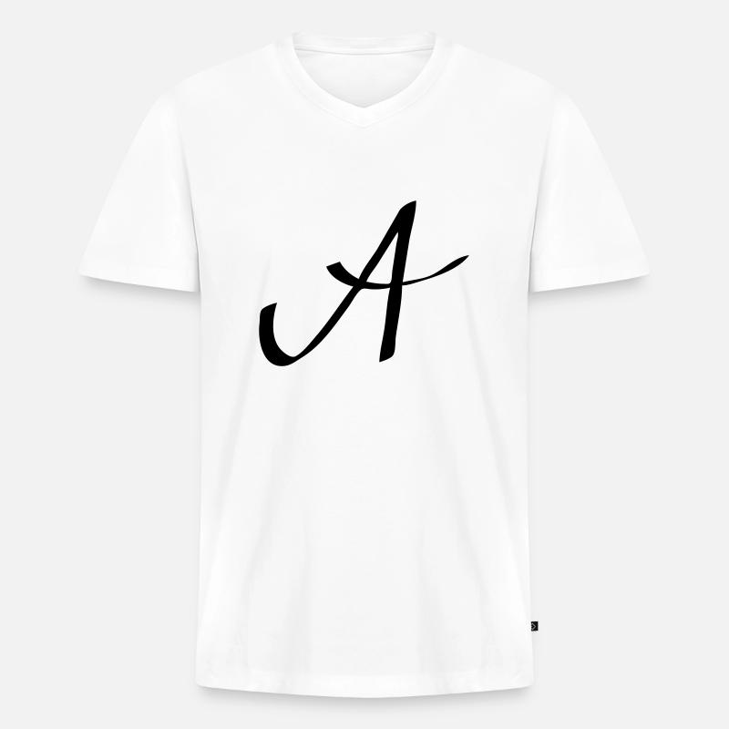 Logo A - Männer Premium Bio T-Shirt mit V-Ausschnitt - Weiß
