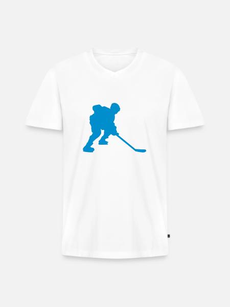 Eishockey - Männer Premium Bio T-Shirt mit V-Ausschnitt - Weiß