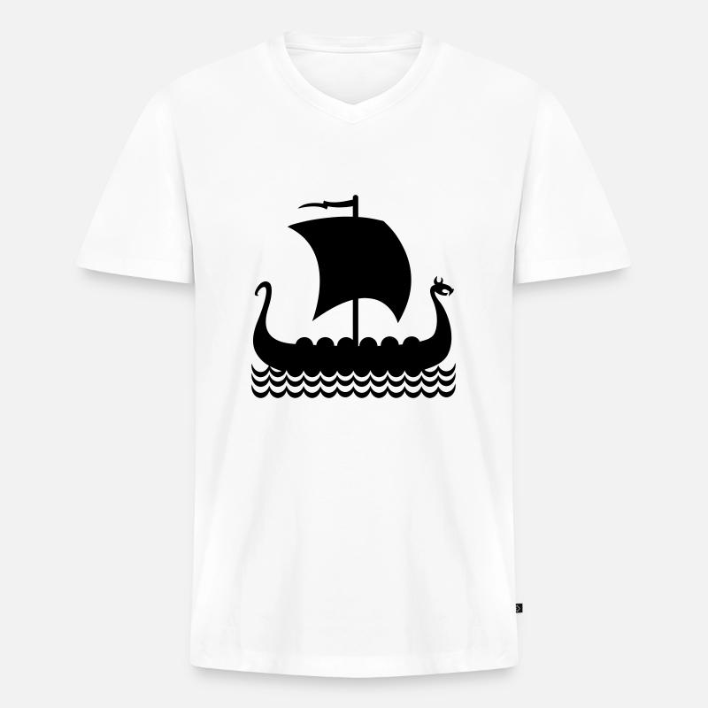 Drachenboot - Männer Premium Bio T-Shirt mit V-Ausschnitt - Weiß